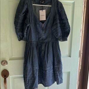 En Saison Denim Blue Long Sleeve Dress